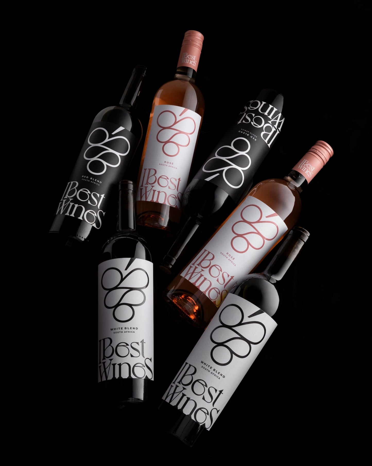 Six pack – Two bottles of Red Blend, Two bottles of White Blend and Two bottles of Rose