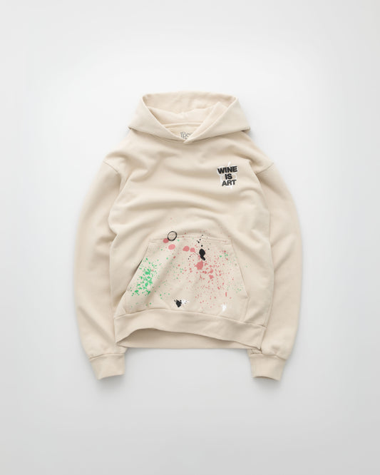 "WINE IS ART" HOODIE [CREAM]