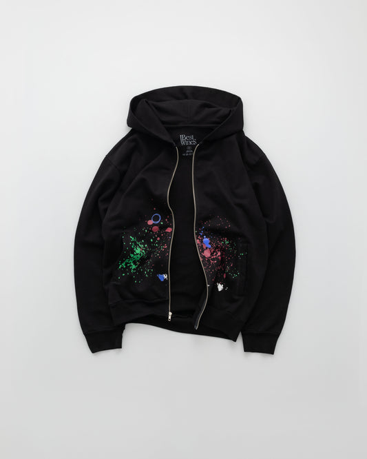 "WINE IS ART" ZIP UP HOODIE [BLACK]